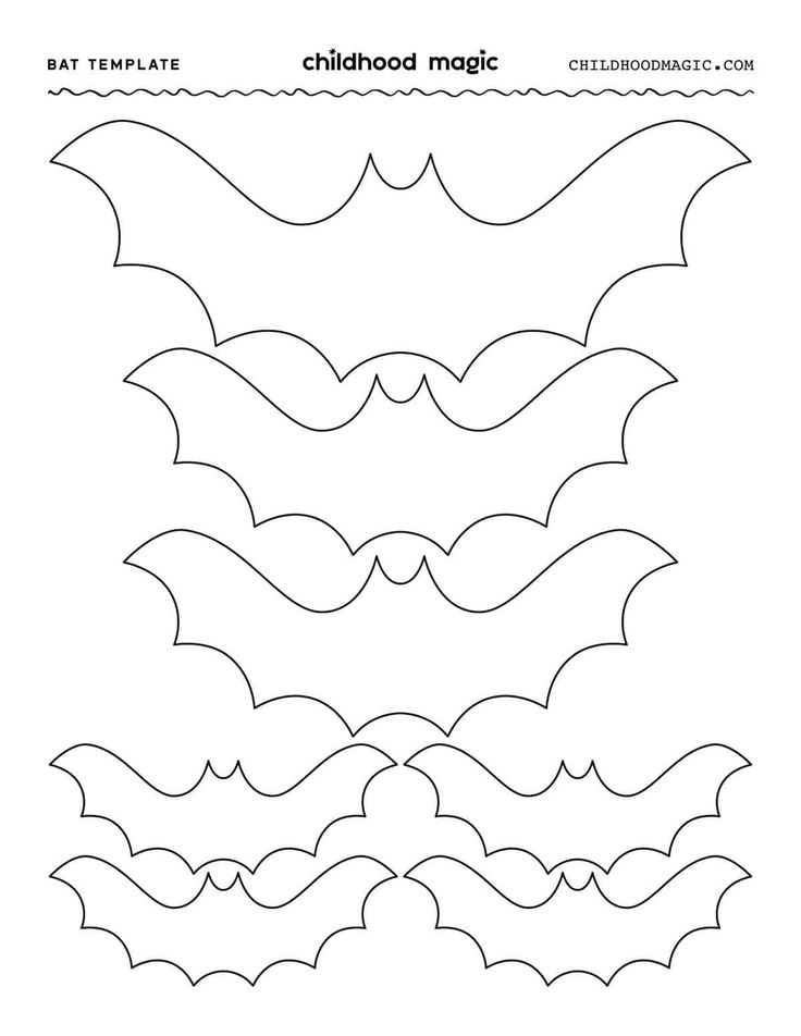 the bat template for halloween paper crafting is shown in three different shapes and sizes