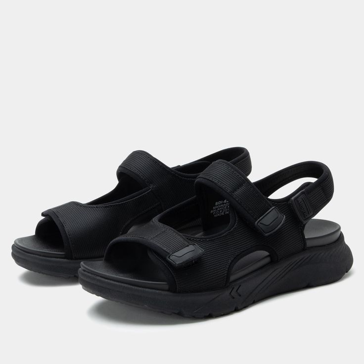 Sandie Black Sandal | Alegria Shoes Synthetic Open Toe Slingback Sandals For Outdoor, Comfortable Sport Sandals For Outdoor, Comfortable Outdoor Sport Sandals With Round Toe, Comfortable Cushioned Sandals For Outdoor Activities, Black Sporty Sandals With Adjustable Strap, Black Breathable Comfortable Sandals, Black Breathable Sandals, Outdoor Slingback Sandals With Cushioned Footbed, Comfortable Black Breathable Sandals