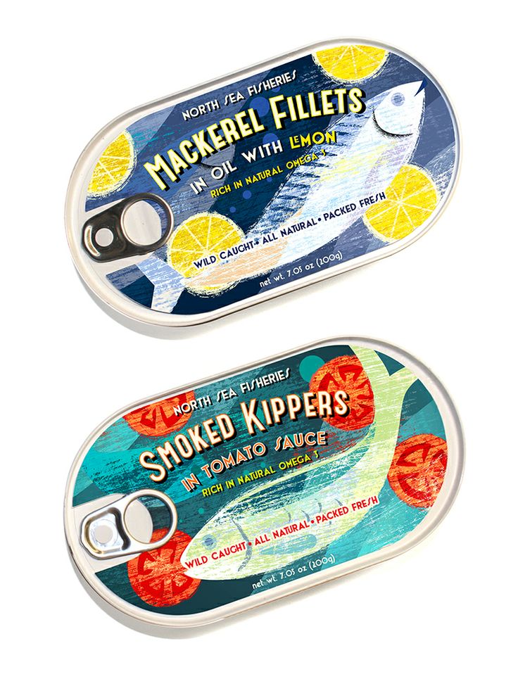 two tins of smoked kippers with lemon slices on the top and bottom