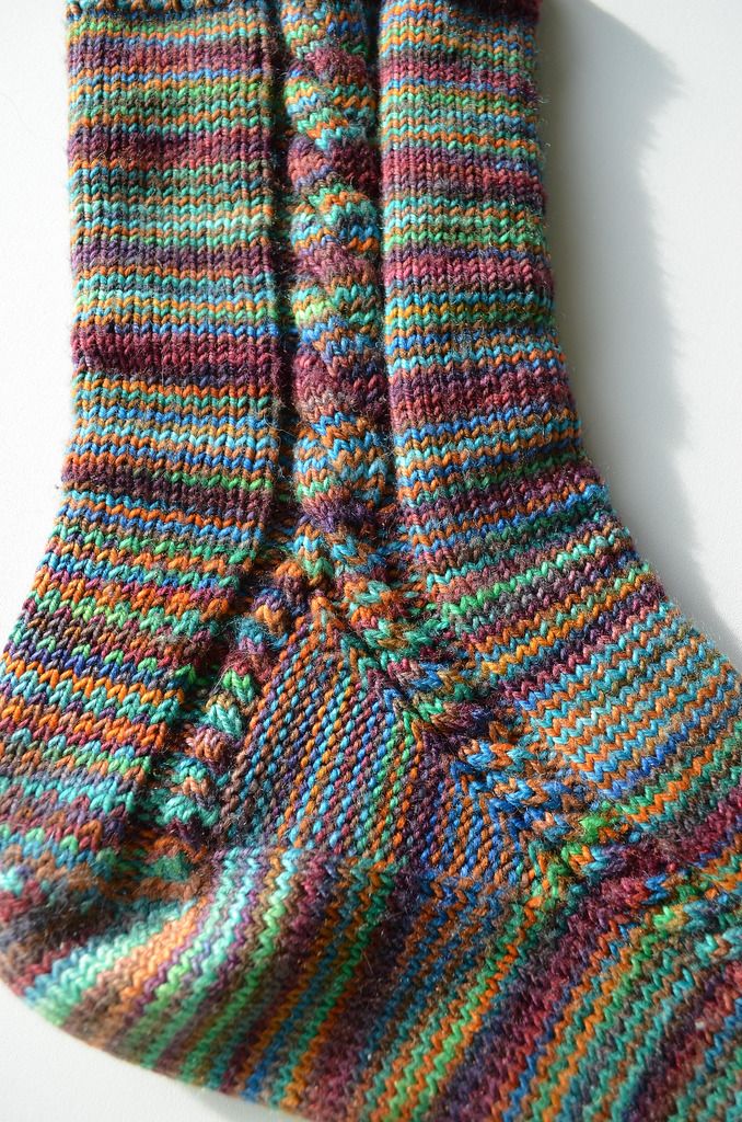 a pair of colorful socks laying on top of a white surface