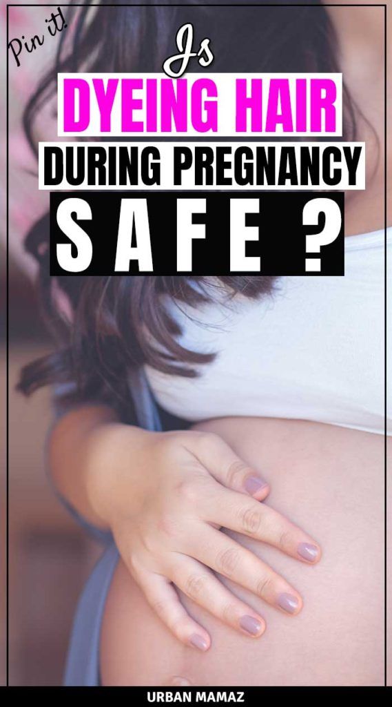 a pregnant woman's belly with the words dyging hair during pregnancy safe?