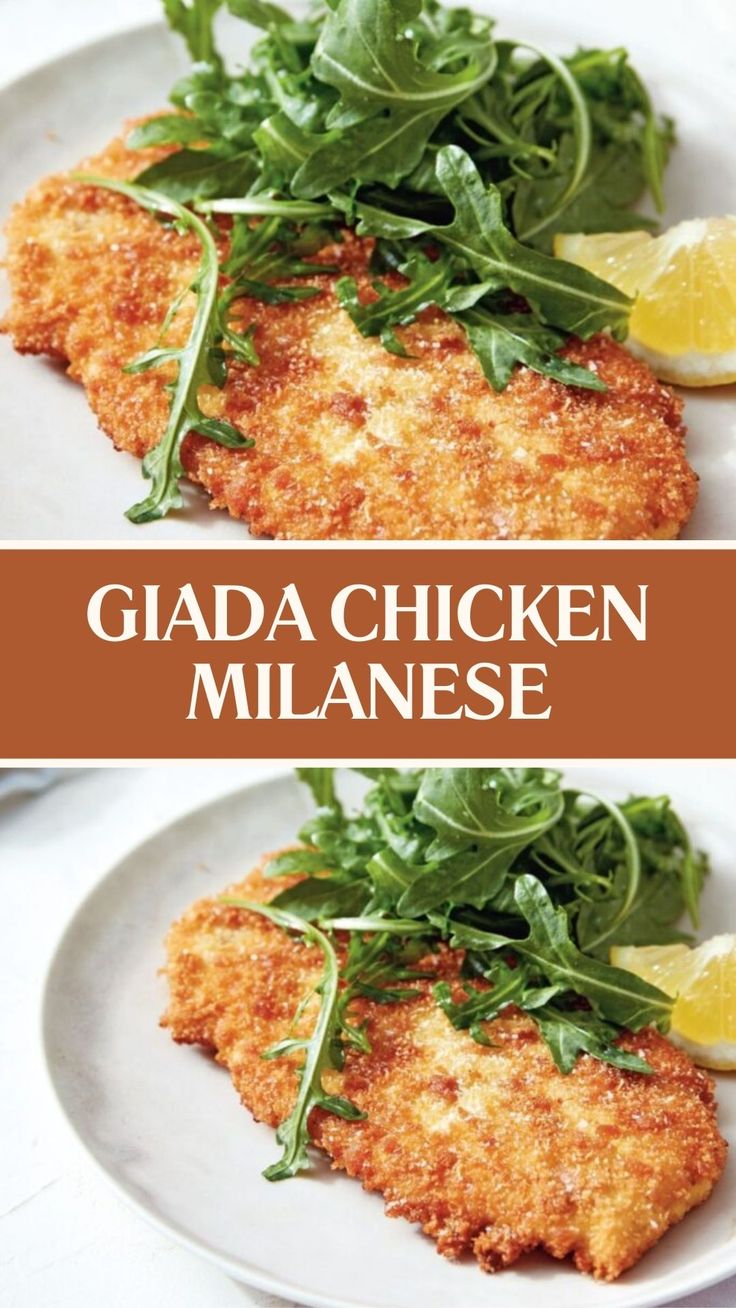 Giada Chicken Milanese Chicken Vesuvio Recipe Giada, Healthy Chicken Milanese Recipe, Milanese Chicken Recipes, Oven Baked Chicken Milanese, Crispy Chicken Milanese, Healthy Dinner Recipes Italian, Lifewithjanet.com Recipes, Italian Chicken Dinner Recipes, Italian Protein Recipes