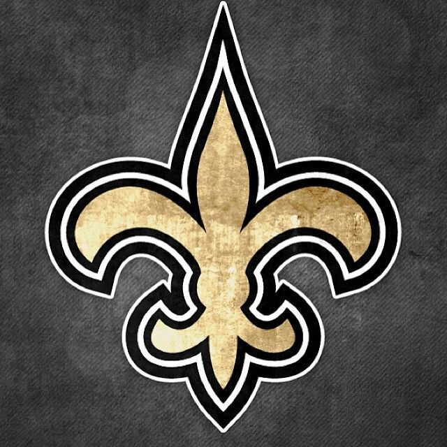 the new orleans saints logo is shown on a black background with gold fleurons