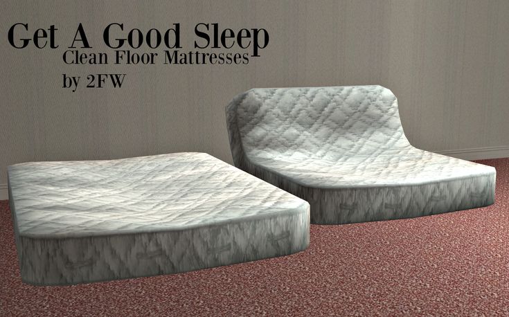 two mattresses sitting next to each other in a room with the words, get a good sleep clean floor mattresses by 2 pfw