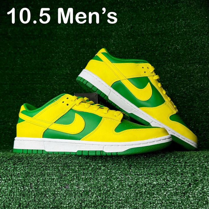 Yellow/Green/White Low Top Nike Dunk Sneakers Brand New In Original Box Size 10.5 Men’s Yellow Custom Sneakers With Gum Sole For Sports, Yellow Sporty Skate Shoes With Gum Sole, Yellow Nike Sneakers With Rubber Sole, Nike Custom Yellow Sneakers With Rubber Sole, Nike Yellow Sneakers With Rubber Sole, Neon Yellow Sneakers With Rubber Sole For Streetwear, Yellow Low-top Custom Sneakers With Cushioned Footbed, Nike Neon Yellow Sneakers With Rubber Sole, Casual Custom Sneakers In Neon Yellow With Boost Midsole