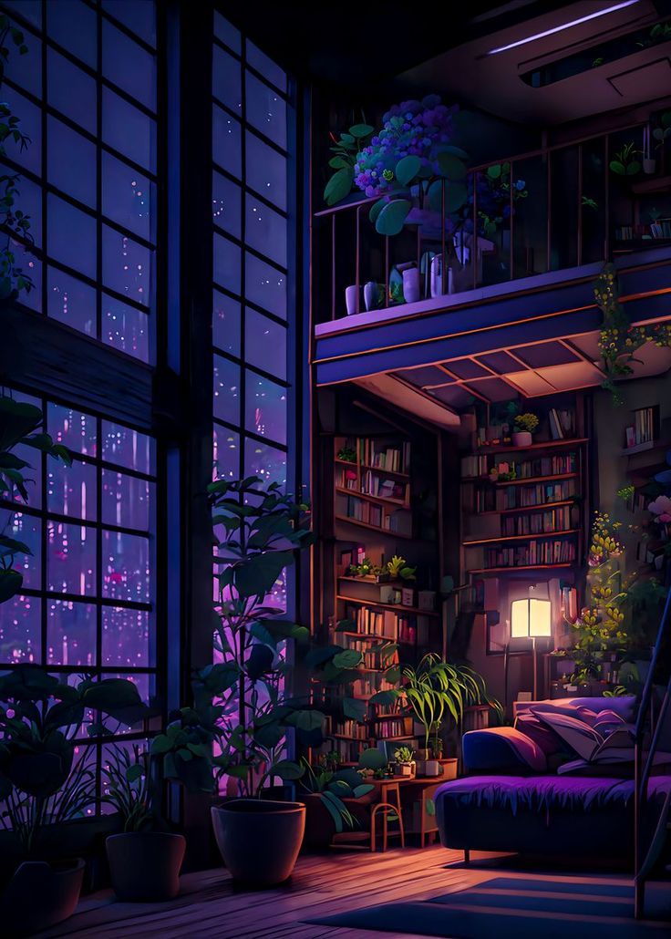 a living room filled with lots of furniture and plants in it's windowsill