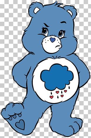 a blue teddy bear holding a donut with hearts on it's chest png clipart