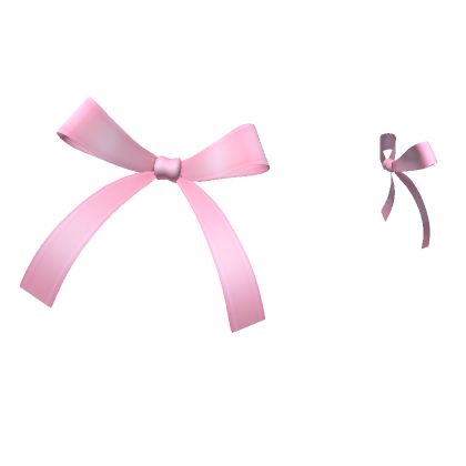 a pink bow and ribbon on a white background with clippings to the side