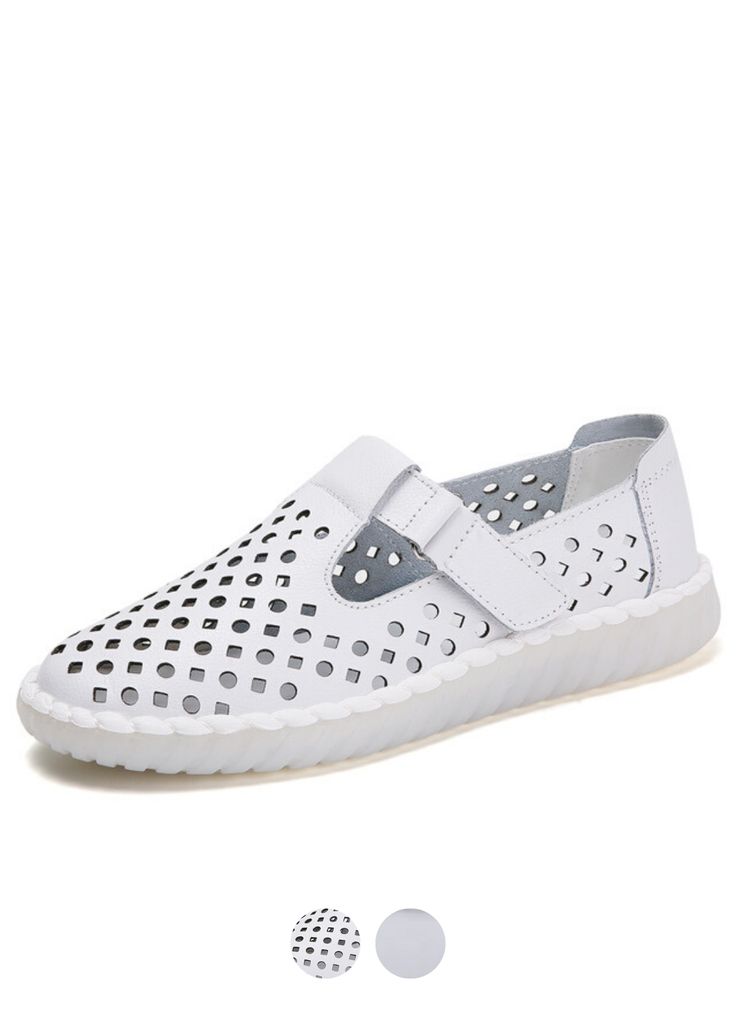 Papoila Flats– Ultra Seller Shoes Comfortable Casual White Flats, Spring Flat Heel Slip-ons With Perforations, Comfortable Leather Slip-ons For Spring, Casual White Flats With Perforated Toe Box, Comfortable White Flats For Spring, Leather Slip-on Summer Sneakers, White Leather Slip-ons With Flat Bottom, White Low-top Summer Flats, Casual White Low-top Flats