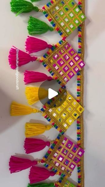 the colorful tassels are arranged on top of each other