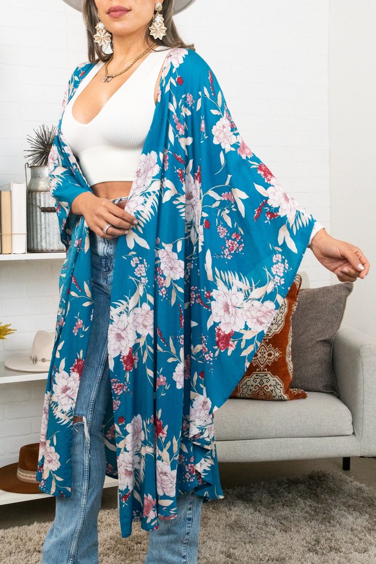 Step out in style with our Butterfly Sleeve Kimono! Available in 2 colors, it's perfect for a day out or a special evening event. Made of lightweight fabric, it'll keep you feeling cool and comfortable all night long. So why wait? Add this kimono to your wardrobe today! #lovemyleto 100% Viscose Imported Long Spring Loungewear Cover-up, Flowy Spring Loungewear Cover-up, Spring Long Cover-up For Loungewear, Long Cover-up For Spring Loungewear, Spring Wrap Cover-up For Loungewear, Spring Beachwear Kimono For Brunch, Chic Summer Kimono One Size, Chic One-size Kimono For Summer, Casual Wrap Kimono For Spring