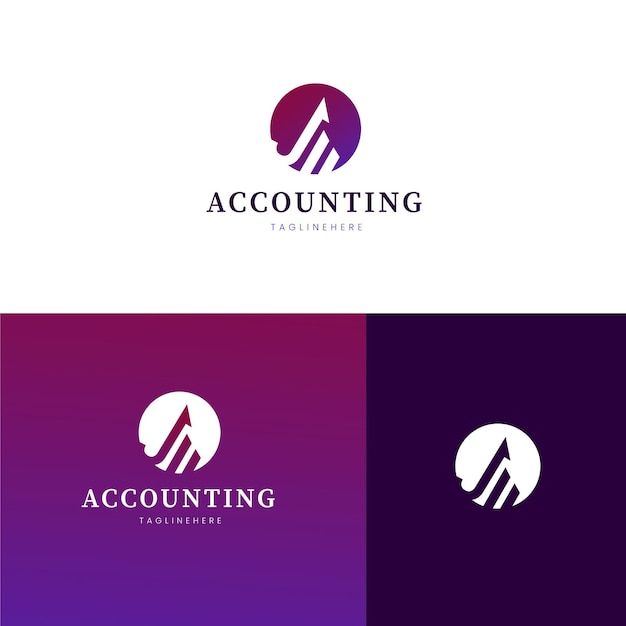 the logo for an accounting company is shown in purple and pink colors, with a white