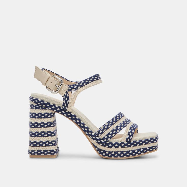 ARNELA HEELS NAVY MULTI WOVEN Sun Kissed, Night Out, Navy, Heels, Leather