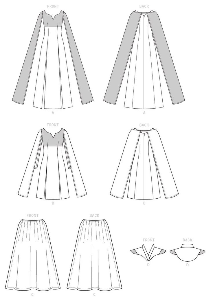 sewing pattern for a dress with long sleeves and pleated skirt