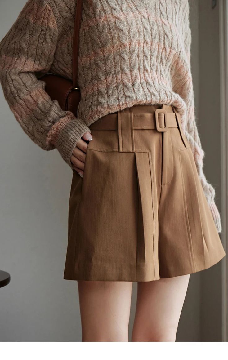 Elevate your office wardrobe with our Belted Pocketed Wide Leg Shorts. With a regular pant style, high waist, and zipper fly closure, these shorts provide a comfortable and flattering fit. Crafted from a durable blend of polyester, PU, and viscose, they offer both style and functionality. Perfect for the autumn season, these shorts feature sashes and a solid pattern for a timeless and sophisticated look. Designed by Thekittenpark Plus Size Mom Jeans, Spiritual Peace, Meaningful Design, Wide Leg Shorts, Office Wardrobe, Sleeveless Suit, Weather Wear, Transparent Design, Autumn Season