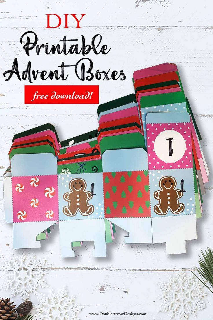 printable christmas gift boxes with the words diy printable advente boxes on them