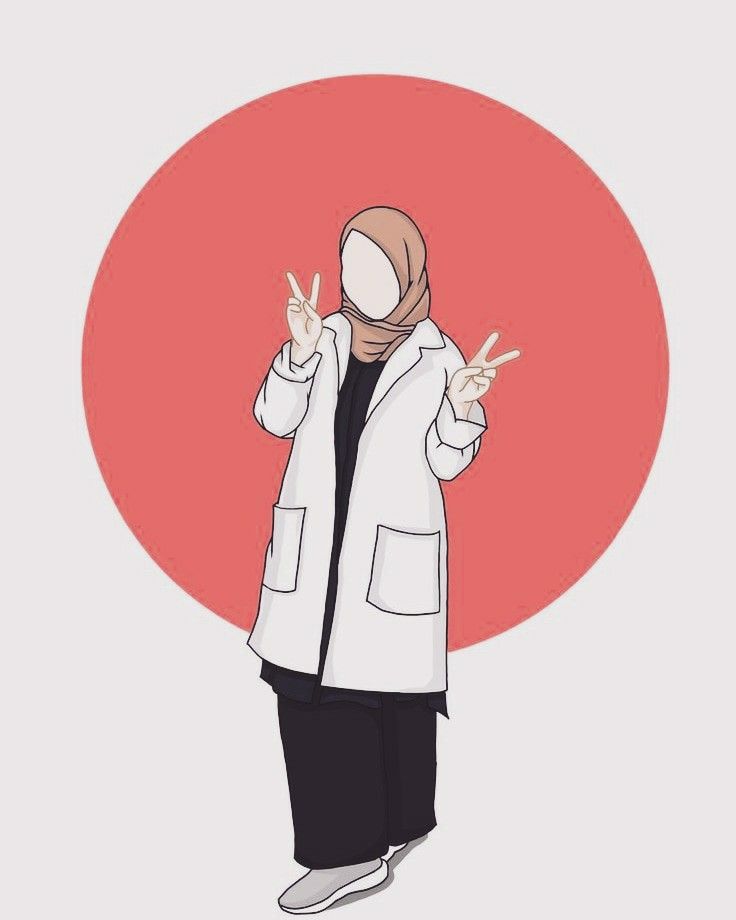 Cartoon girl Medical Artwork, Islamic Cartoon, Hijab Cartoon, White Coat, Medical, I Love, Pins, Black