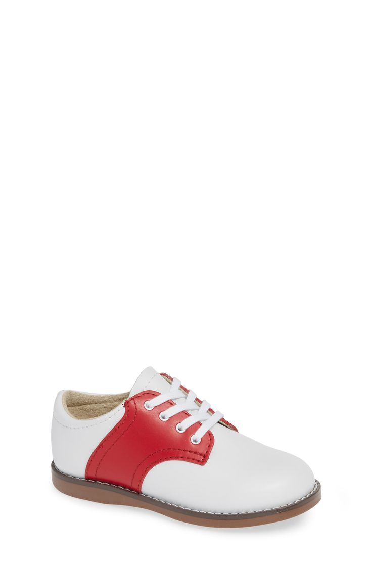 A classic saddle style details a handsome leather oxford perfect for those dressier days. Style Name:Footmates Cheer Oxford (Baby, Walker, Toddler & Little Kid). Style Number: 5689218. White Apple, Apple Red, Baby Walker, Red Apple, Up Styles, Toddler Boys, Custom Fit, Kids Shoes