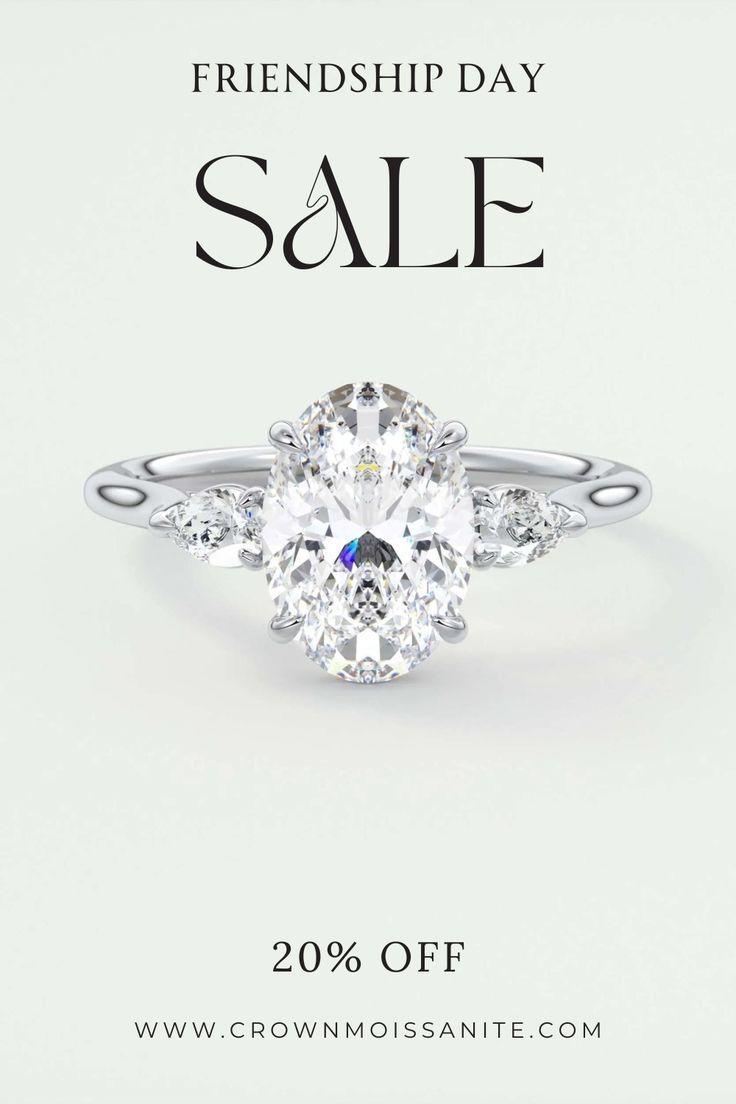 a white diamond ring with the words friends day sale on it