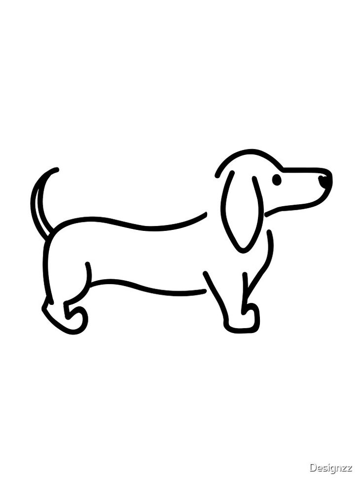 a black and white line drawing of a dachshund