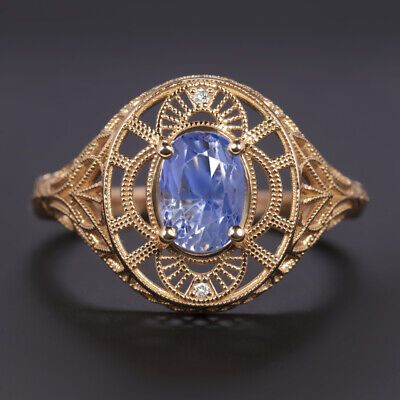 ad eBay - 1.83ct SAPPHIRE DIAMOND RING VINTAGE STYLE ART NOUVEAU FILIGREE 14k ROSE GOLD - Buy Now, click the link (eBay) Victorian Sapphire Jewelry In Gold, Luxury Sapphire Ring With Intricate Design, Victorian Gold Sapphire Jewelry, Antique Gold Sapphire Ring Collectible, Gold Oval Sapphire Ring In Art Deco Style, Victorian Sapphire Ring With Diamond Oval Shape, Victorian Oval Sapphire Ring With Diamond, Luxury Sapphire Ring With Intricate Design For Formal Occasions, Art Deco Rose Gold Rings For Formal Occasions