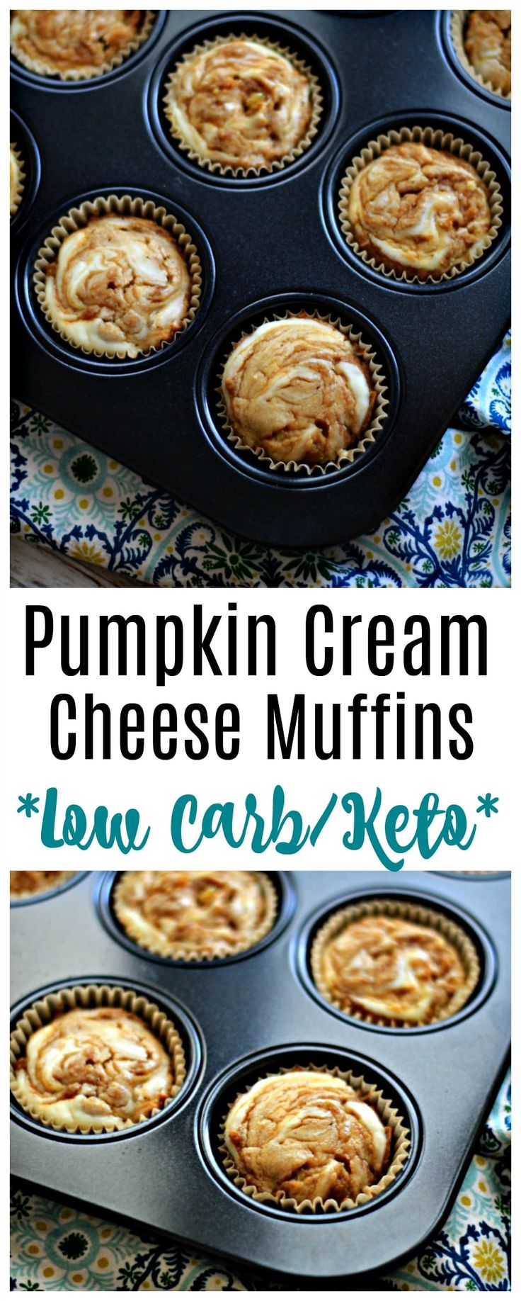 pumpkin cream cheese muffins with low carb ketchup in a muffin tin