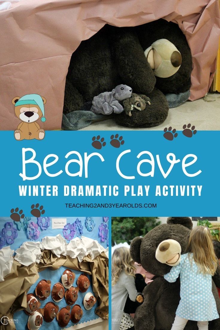 bear cave winter dramatic play activity for kids