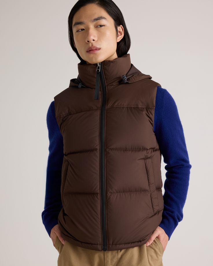 The perfect vest for your cold-weather adventures is here: our Responsible Down Puffer Vest. You'll be warm and protected in all types of weather, and the water-repellent and wind-resistant fabric make this vest perfect for any winter activity. The classic fit allows extra room for layering, so you can wear it as a layering piece in cooler temperatures, or with a lightweight tee as the temperature rises. Plus, our down products are sourced responsibly to ensure best practices in animal welfare. Sleeveless Fall Outerwear For Outdoor, Functional Nylon Vest With Detachable Hood, Sleeveless Outdoor Winter Outerwear, Winter Nylon Vest With Detachable Hood, Sleeveless Vest With Fleece Lining For Winter, Fall Vest With Detachable Hood, Winter Sleeveless Vest With Fleece Lining, Sleeveless Vest With Detachable Hood For Fall, Fall Sleeveless Vest With Detachable Hood