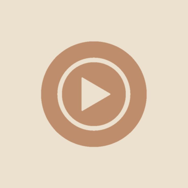 a brown circle with an arrow in the center and a video play button below it