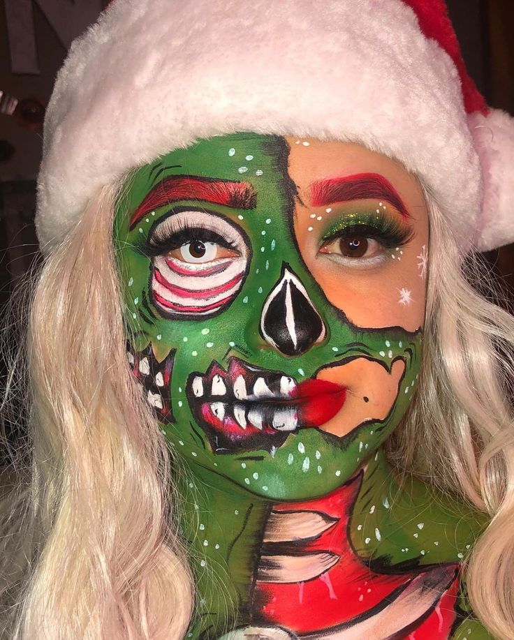 Halloween Fx Makeup, Make Up Cute, Holiday Glam Makeup, Halloween Fx, Makeup Zombie, Days Till Halloween, Horror Christmas, Harley Quinn Makeup, Pop Makeup