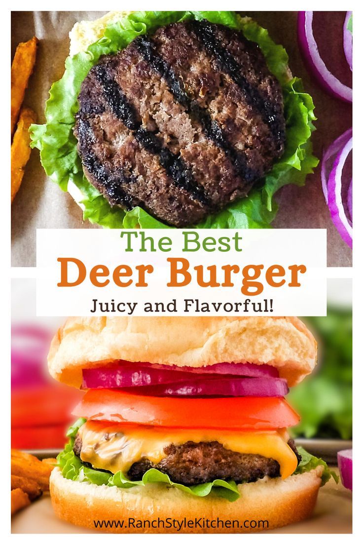 Grilled venison burger patty laying on top of the bottom half of a hamburger bun. Deer Jerkey, Deer Burger Recipes, Ranch Style Kitchen, Ground Venison Recipes, Backstrap Recipes, Deer Steak, Meal List, Elk Recipes, Hamburger Recipe