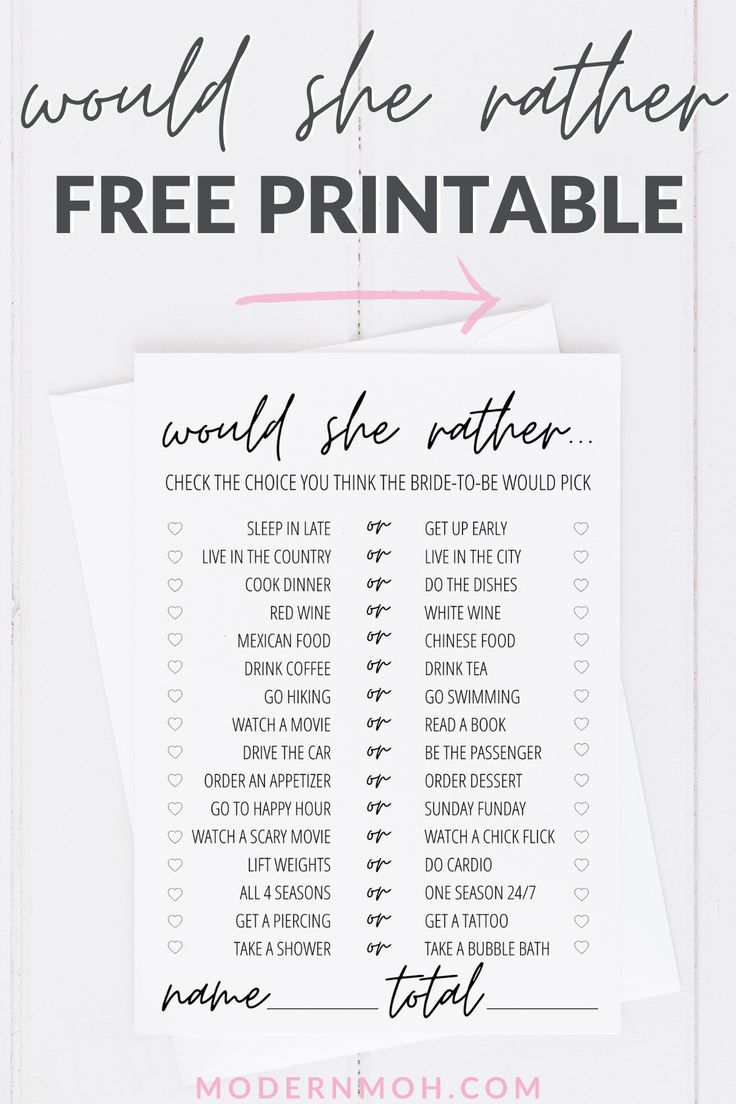 a printable mother's day gift list with the words, would she rather be father