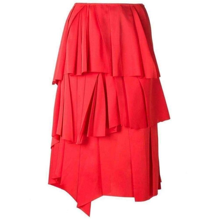 Red Pleated Skirt, Ruffle Skirts, Red Drapes, Cedric Charlier, Skirt Ruffle, Calf Length Skirts, Flounce Skirt, Red Midi, Red Skirt