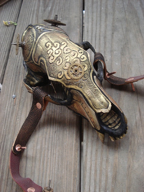 Painted Animal Skulls, Bear Skull, Skulls And Bones, Steampunk Animals, Skull Crafts, Antler Art, Heavy Metal Art, Animal Skull, Bone Crafts