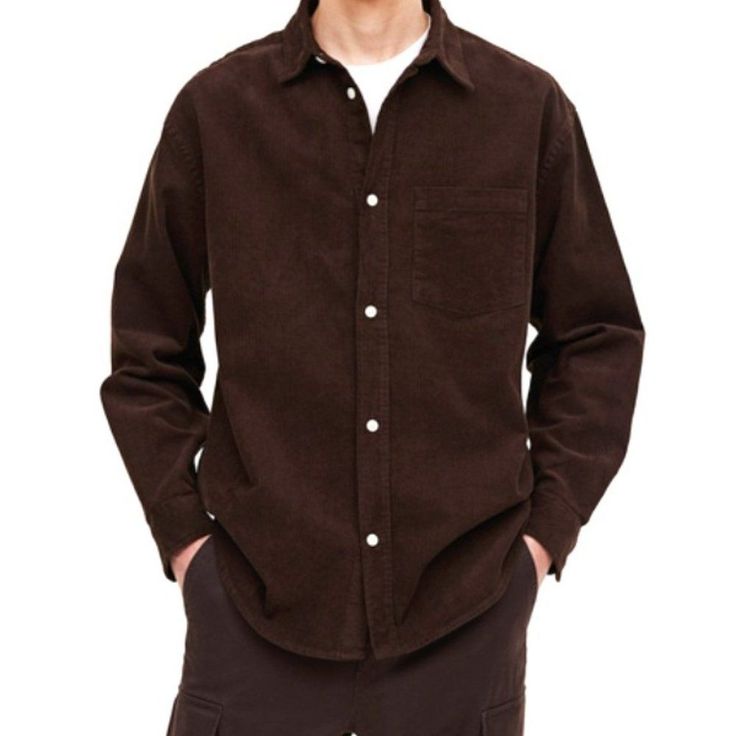 H&M Shirts | H&M Males's Cotton Relaxed Match Corduroy Shirt - M | Coloration: Brown | Measurement: M- #Brown #Color #Corduroy #Cotton #Fit #Mens #Relaxed #Shirt #shirts #Size Check more at https://howcandothis.com/manstyle/hm-shirts-hm-maless-cotton-relaxed-match-corduroy-shirt-m-coloration-brown-measurement-m/ Jin Fashion, Shirt Outfit Men, Khaki Shirt, Sleeve Placket, Black Pants Men, The Legion, Corduroy Shirt, H&m Shirts, Man Style