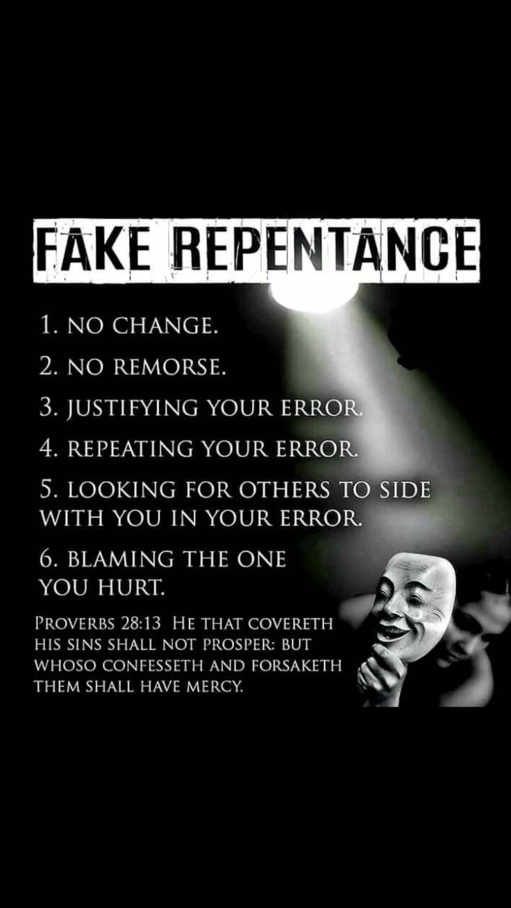 a black and white photo with the words fake repentance