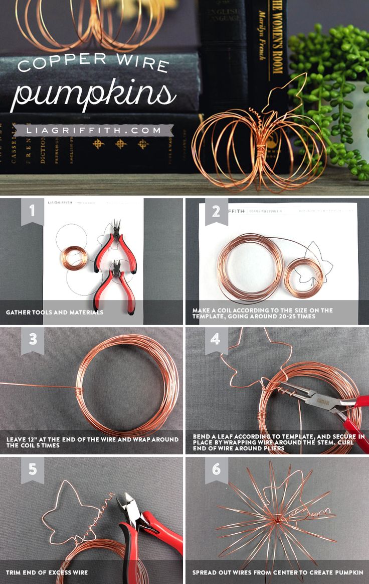 instructions for making copper wire pumpkins with scissors