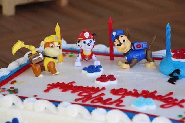 a birthday cake with toy figures on it