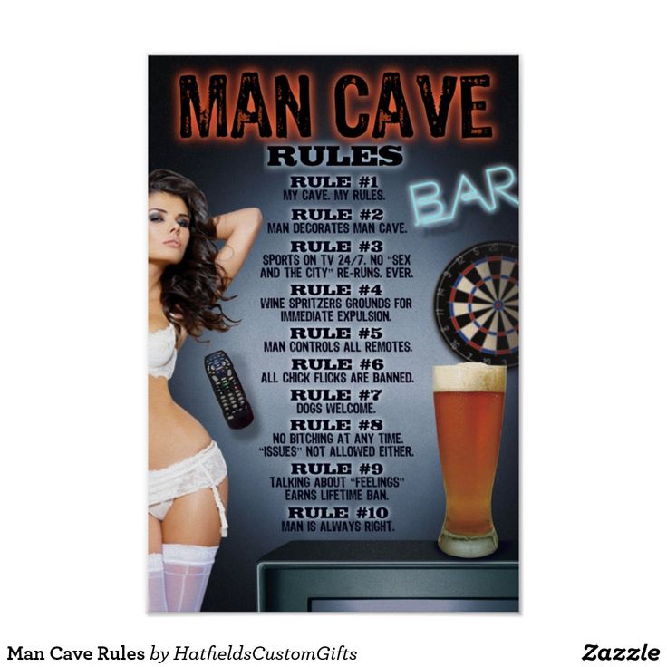 the man cave rules poster is displayed on an iphone