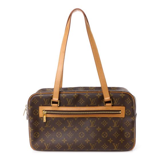 This is an authentic LOUIS VUITTON Monogram Cite GM. This chic shoulder bag is expertly crafted of classic Louis Vuitton monogram coated canvas. The bag features vachetta cowhide leather shoulder straps and trims with a front zipper pocket and polished brass hardware. The top zipper opens to an ivory microfiber interior with zipper and patch pockets. Formal Monogram Canvas Shoulder Bag With Leather Trim, Classic Shoulder Bag In Signature Coated Canvas For Office, Classic Office Shoulder Bag In Signature Coated Canvas, Classic Shoulder Bag With Leather Trim And Monogram Canvas, Formal Monogram Canvas Bag With Leather Trim, Luxury Formal Shoulder Bag In Coated Canvas, Luxury Formal Shoulder Bag In Signature Coated Canvas, Formal Shoulder Bag With Leather Lining And Monogram Canvas, Formal Monogram Canvas Shoulder Bag With Leather Lining