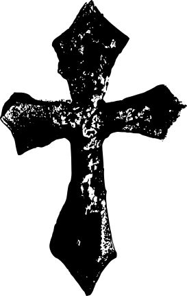 the cross is black and white on a white background