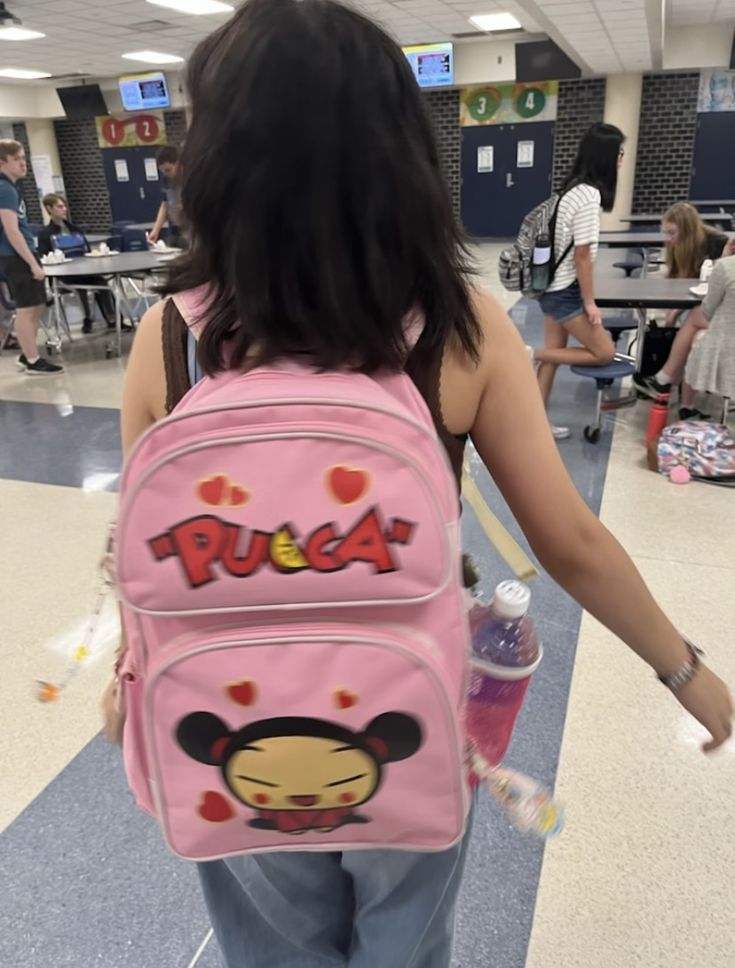 Pucca funny love backpack off of mercari Pucca Backpack, Cute Bookbags, Funny Backpacks, Pucca Funny, Stylish School Bags, Backpack Cute, Cute Backpack, Aesthetic Bags, Hello Kitty Iphone Wallpaper