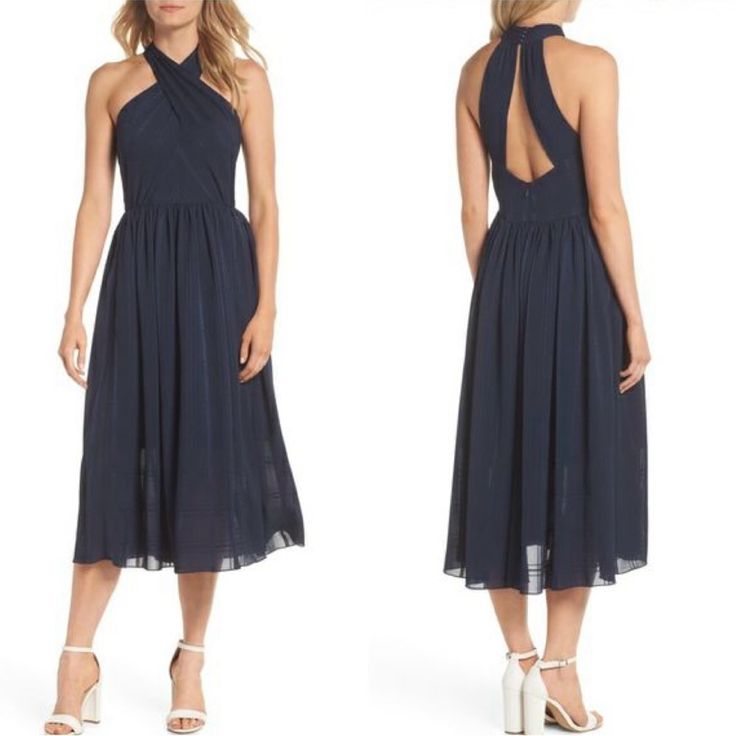 Nwt Gal Meets Glam Navy Blue Mia Twist Chiffon Midi Dress Garden Party Wedding Guest Party Special Occasion Size 14 Navy Blue Chiffon Midi Dress With Plaid Pattern. Twist Halter Neckline With Button Closure, Cutout Open Back, Side Pockets, Back Zip. See Photos For Measurements. Brand New With Tags. Blue Chiffon Midi Dress For Wedding, Fitted Midi Chiffon Bridesmaid Dress, Fitted Midi-length Chiffon Bridesmaid Dress, Fitted Midi Length Chiffon Bridesmaid Dress, Blue Chiffon Dress For Summer Wedding Guest, Chiffon Midi Dress For Bridesmaids, Blue Chiffon Dress For Summer Wedding, Chiffon Midi Bridesmaid Dress, Chiffon Midi Dress For Wedding