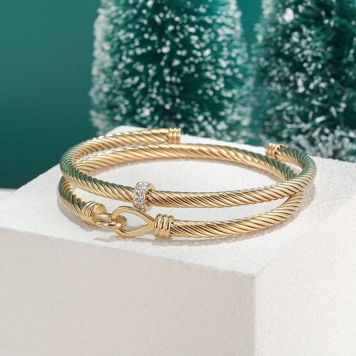 Stainless steel bangle or bracelet Each item sold separate Bangle - open Bracelet - closure Cable Jewelry, Gold Bangle Set, Bangle Silver, The Bangles, Open Cuff Bracelet, Cable Bracelets, Bangle Bracelet Set, Stainless Steel Bangles, Gold Bracelet Cuff