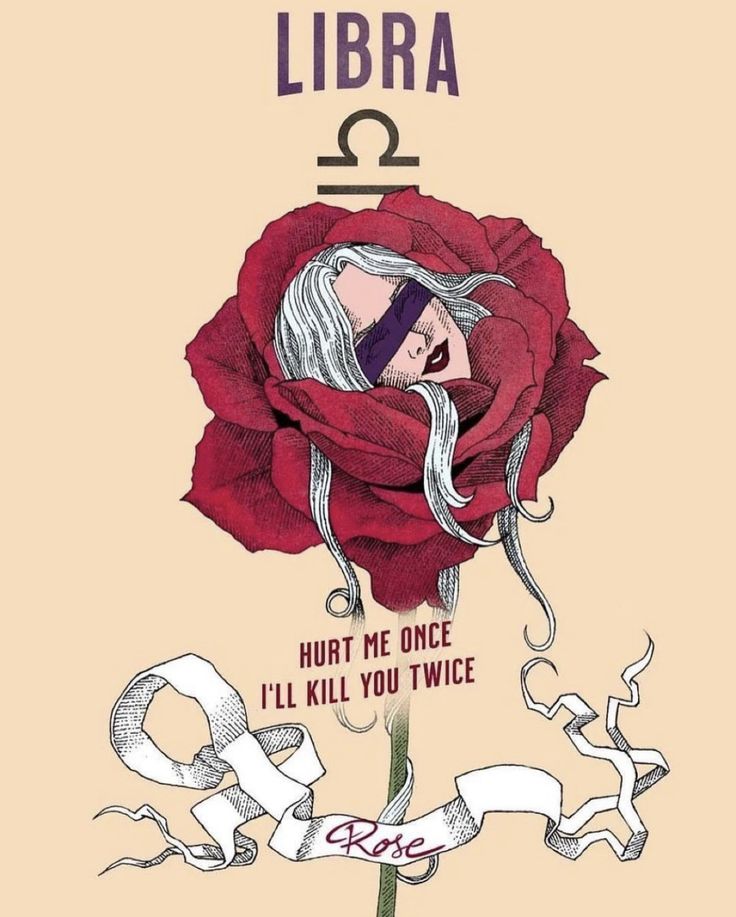 a drawing of a woman wrapped in a rose with the words libra on it