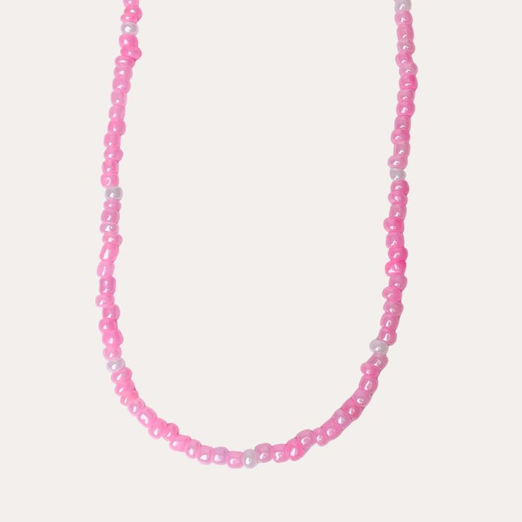 Pink Beaded Necklace Pink Beaded Necklace, Minimal Jewelry, Outfit Look, Glass Seed Beads, How To Apply Makeup, Necklace Sizes, Endless Possibilities, Mix And Match, Metal Jewelry