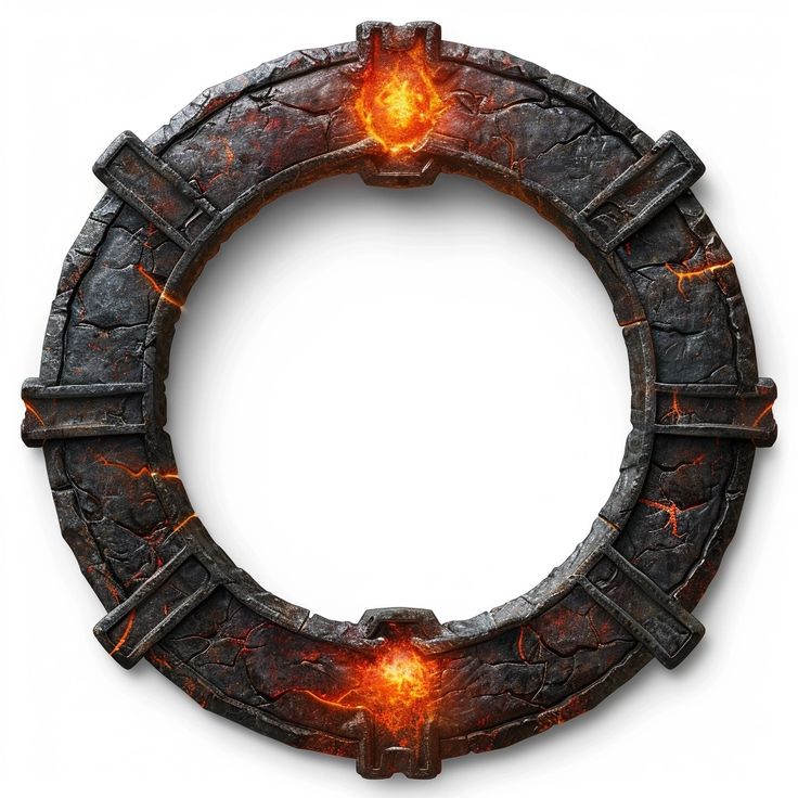 a circular metal object with flames coming out of it