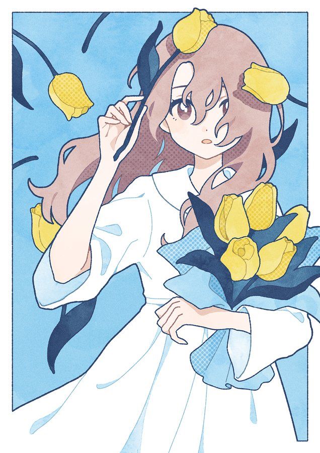 Mysterious Pose Reference Drawing, Florist Drawing Reference, Girl Holding Flowers Drawing, Holding A Flower Reference, Holding Flowers Pose Reference, Holding Flowers Pose, Flowers Reference, Clothes Anime, Vintage Photo Editing