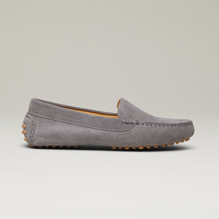 The Felize Suede - Suede Moccasin - Gray - M.Gemi Tie Up Flats, Gladiator Flats, Gold Loafers, Pointed Flats Shoes, Nude Flats, Italian Leather Shoes, Suede Moccasins, Driving Loafers, Suede Flats