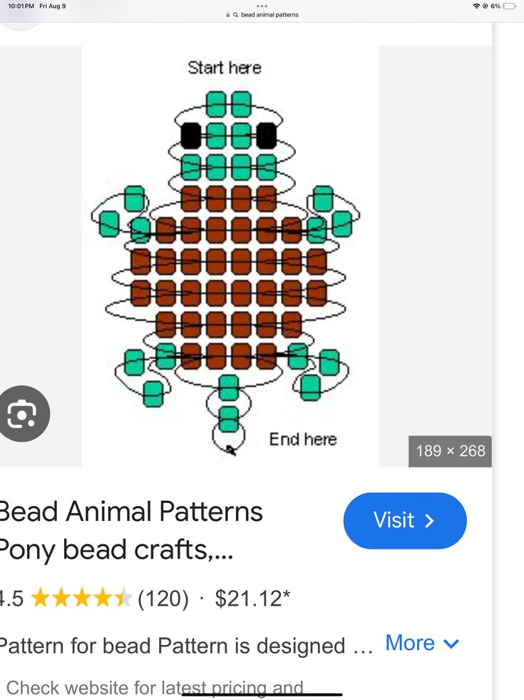 an image of a screen shot of the bead animal patterns on pinterest